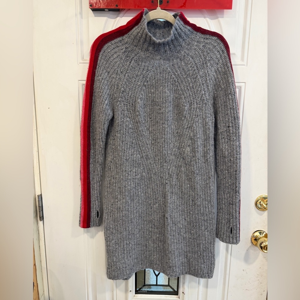 Krimson and Klover Gray Knit Turtleneck Sweater Dress with thumb hole sleeves